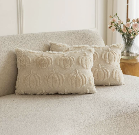 LWP Shop Krem Balkabağı Kabartmalı Kırlent Kılıfı