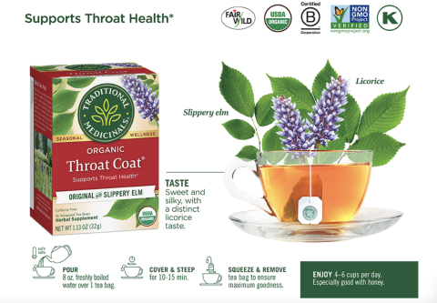 Traditional Medicinals Tea Organic Throat Coat