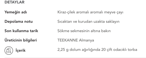 Teekanne Sweet Kiss Çilek ve Vişneli  Bitki Çayı