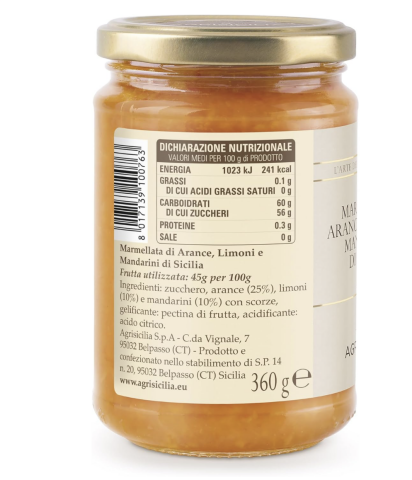 Agrisicilia Sicilian Citrus Jam : Oranges, Lemons and Mandarins