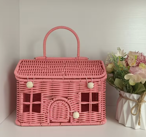 LWP Shop Pembe Ev Şeklinde Örme Sepet