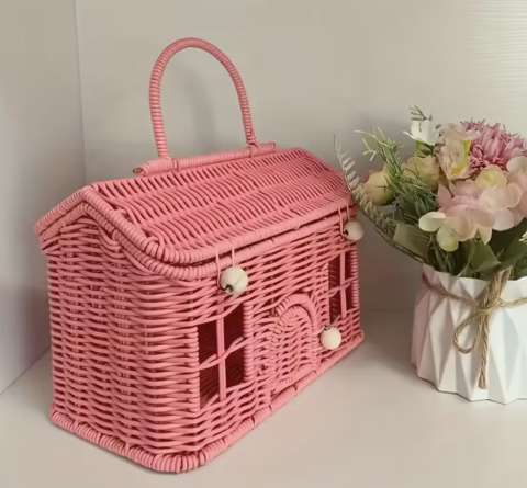 LWP Shop Pembe Ev Şeklinde Örme Sepet