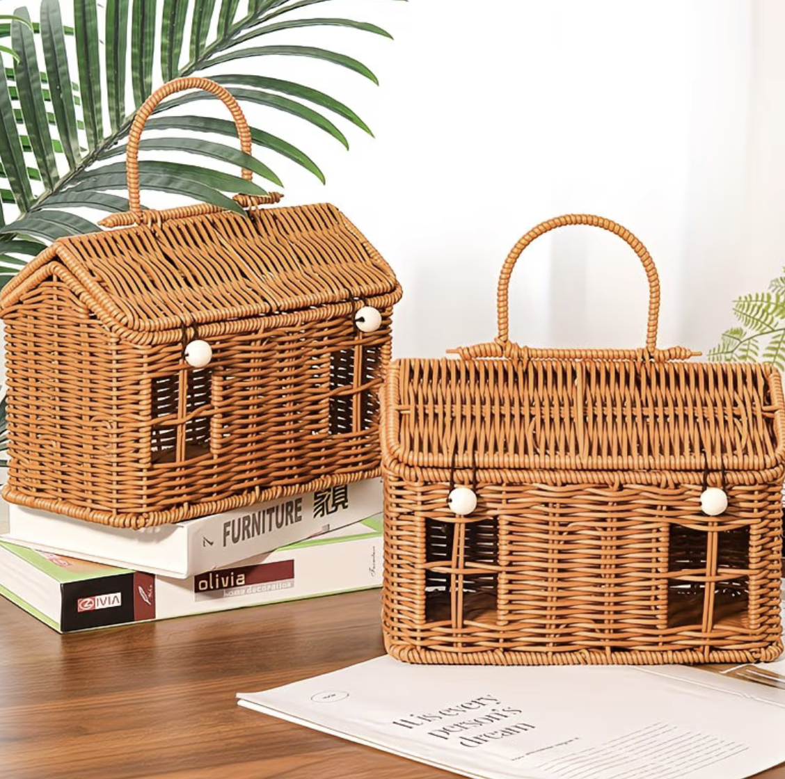 LWP Shop Kahverengi Ev Şeklinde Örme Sepet(Kopya)