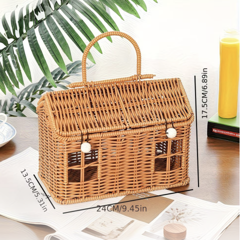 LWP Shop Kahverengi Ev Şeklinde Örme Sepet(Kopya)